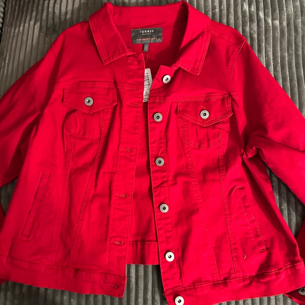 Torrid - size 2 - red jean jacket - new with tags - never worn